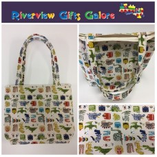 Medium Tote Bag - Dinosaurs Cream